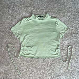 Green High Neck Crop Top *Open Back*